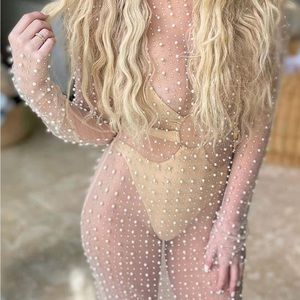 Pearl mesh cover up or cover dress